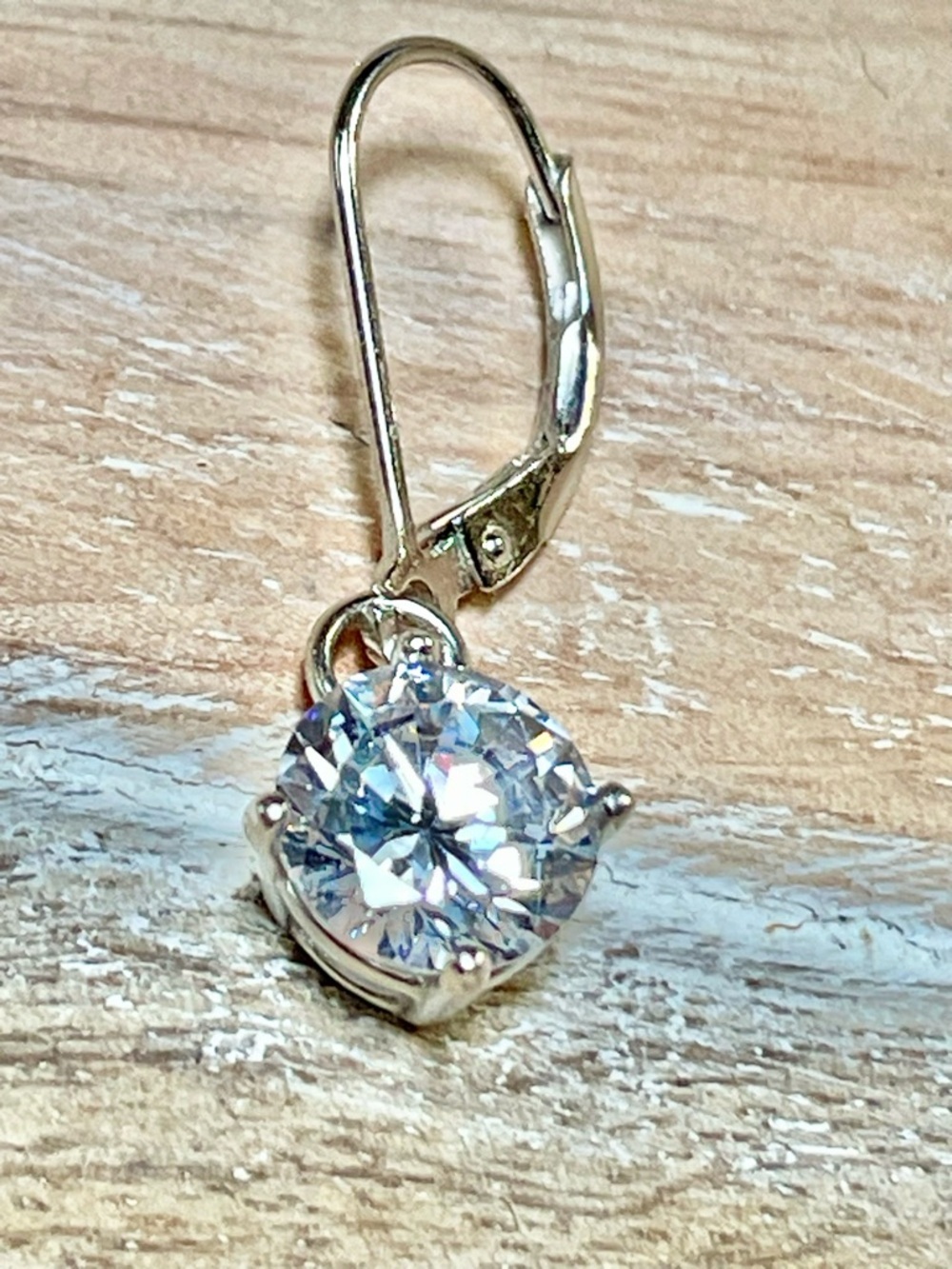 Classic Round Crystal Drop Earrings - Silver Tone - Picture 4 of 6
